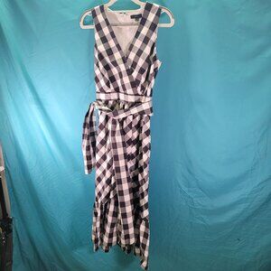 J. Crew Black & White Gingham Sleeveless Wrap Dress Size 0
